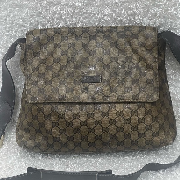 GUCCI Crystal Monogram Flap Messenger Bag Beige - Picture 1 of 16